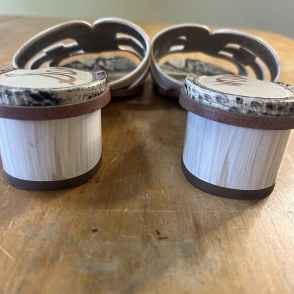 Sam Edelman Cream/ Snakeskin Accent Leather Illie Heeled 2" Sandal Size 7 - Picture 7 of 13